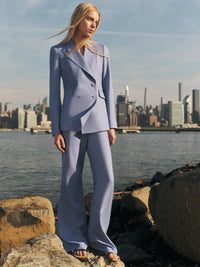 Vesta Pant en cobalt heavy lin sergé