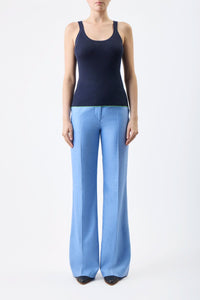 Vesta Pant en cobalt heavy lin sergé