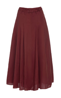 Dugald Skirt en terre de sienne brûlée lin d’aloès popeline de chemise