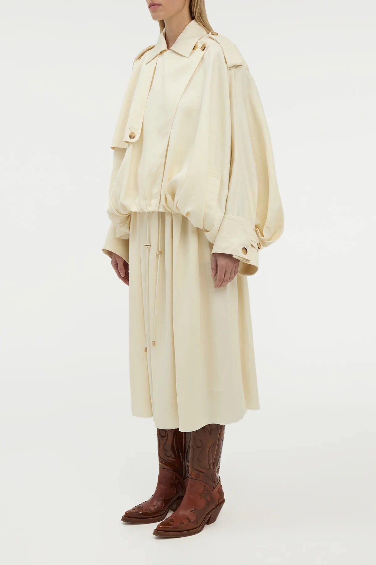 Chiara Skirt en ivoire textured lin sub