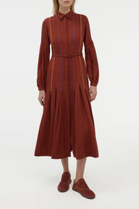 Burnt Sienna / Robe Aleka en lin - Burnt Sienna