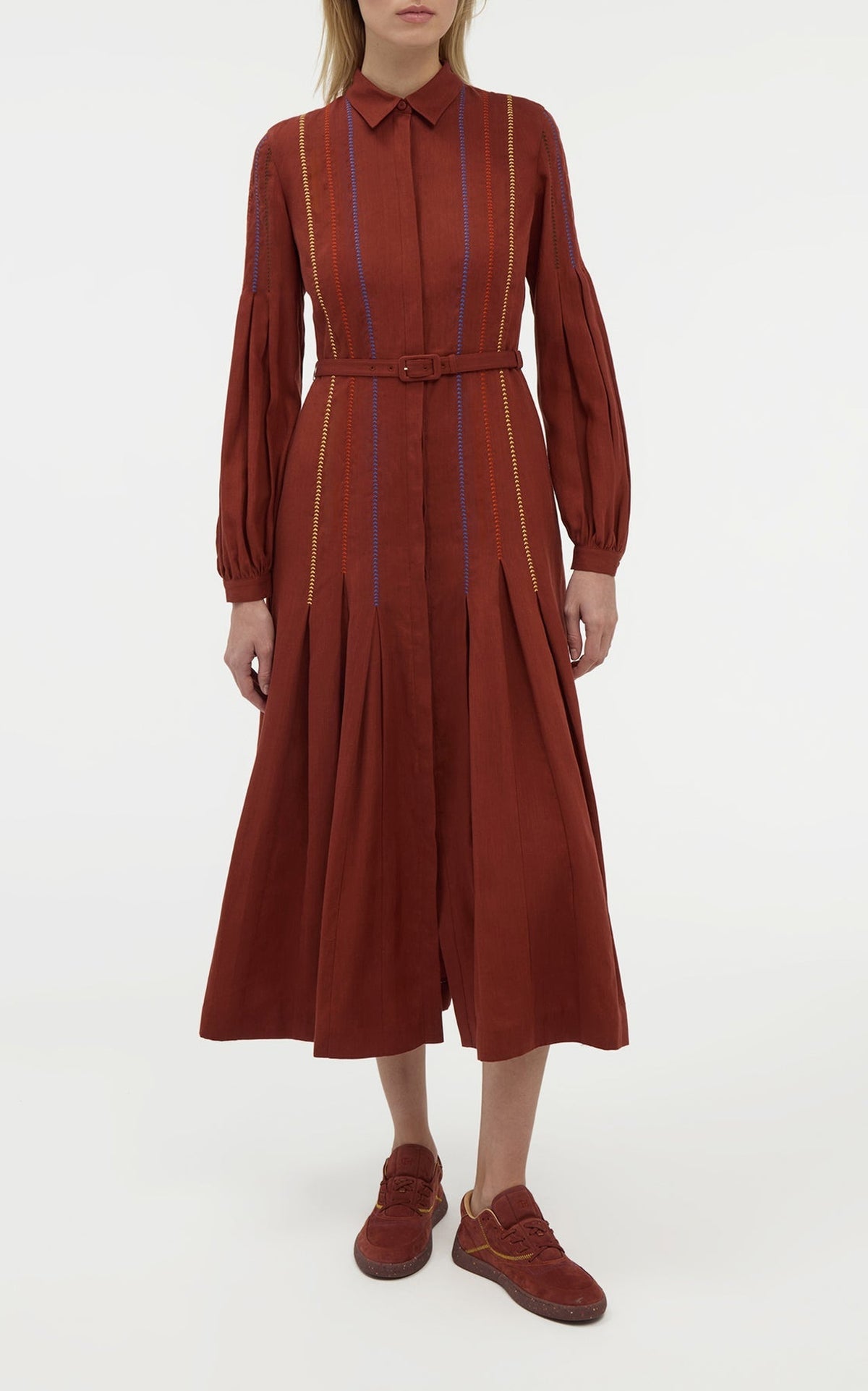 Burnt Sienna / Robe Aleka en lin - Burnt Sienna