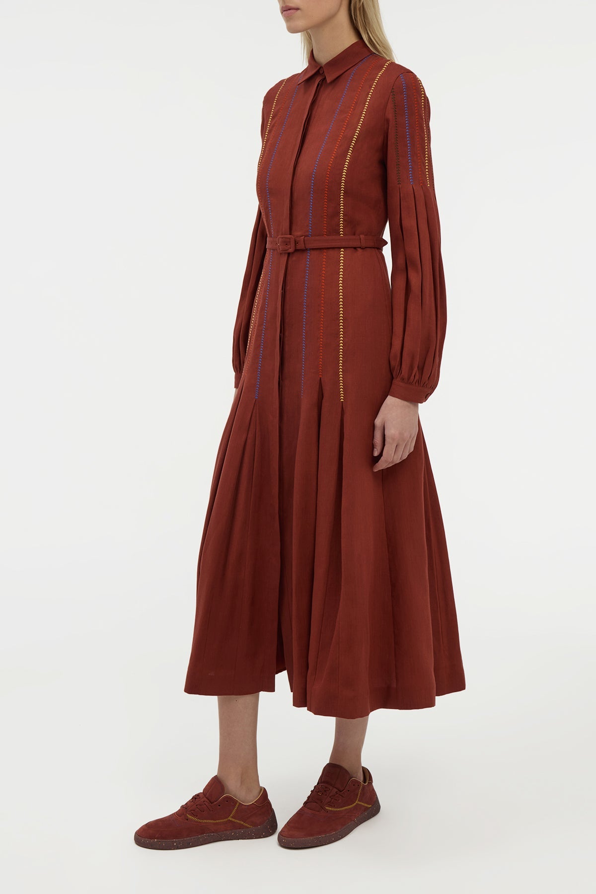 Burnt Sienna / Robe Aleka en lin - Burnt Sienna