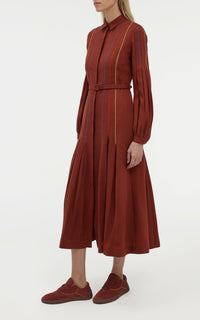 Burnt Sienna / Robe Aleka en lin - Burnt Sienna
