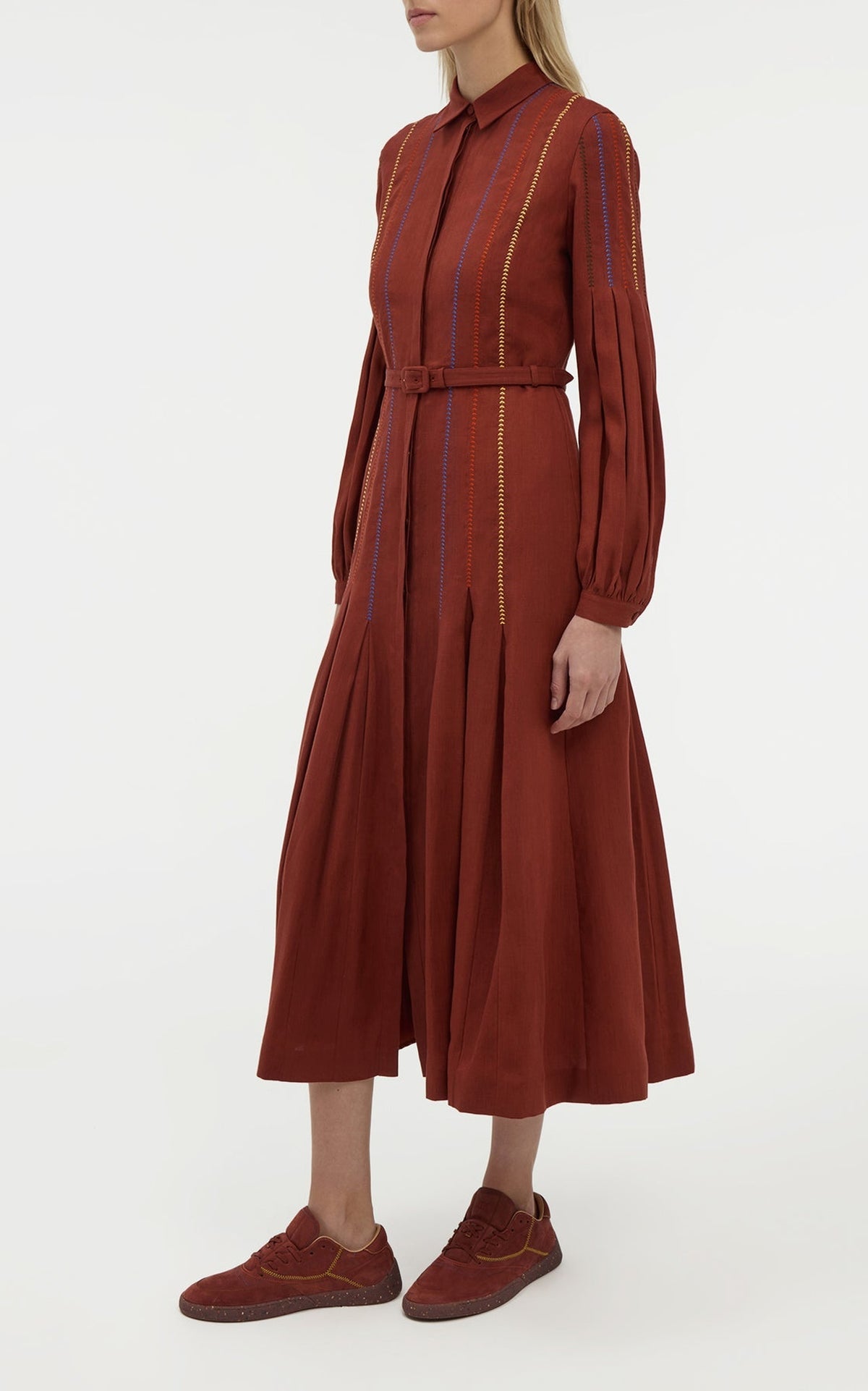 Burnt Sienna / Robe Aleka en lin - Burnt Sienna