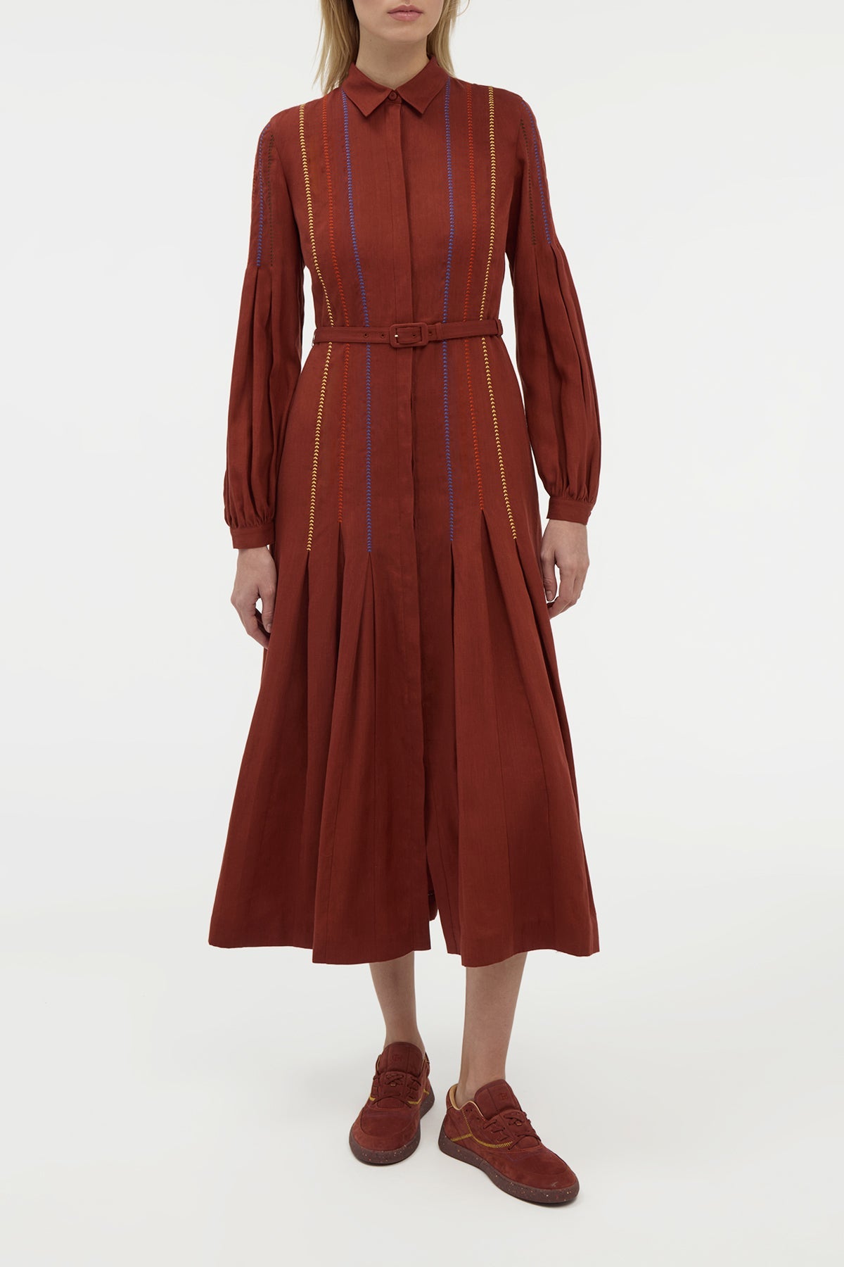 Burnt Sienna / Robe Aleka en lin - Burnt Sienna