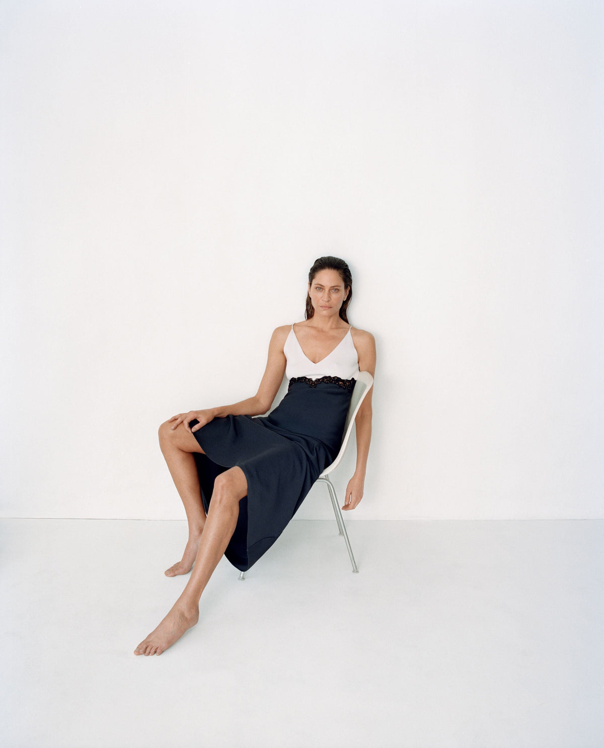 Dark Navy / Robe Amaryllis soie et laine - Dark Navy