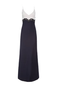 Amaryllis Dress en bleu marine foncé soie laine cady