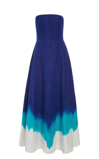 Alessia linen dress - Cobalt Multi