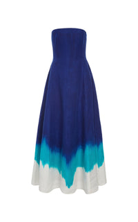 Cobalt Multi / Robe Alessia en lin - Cobalt Multi