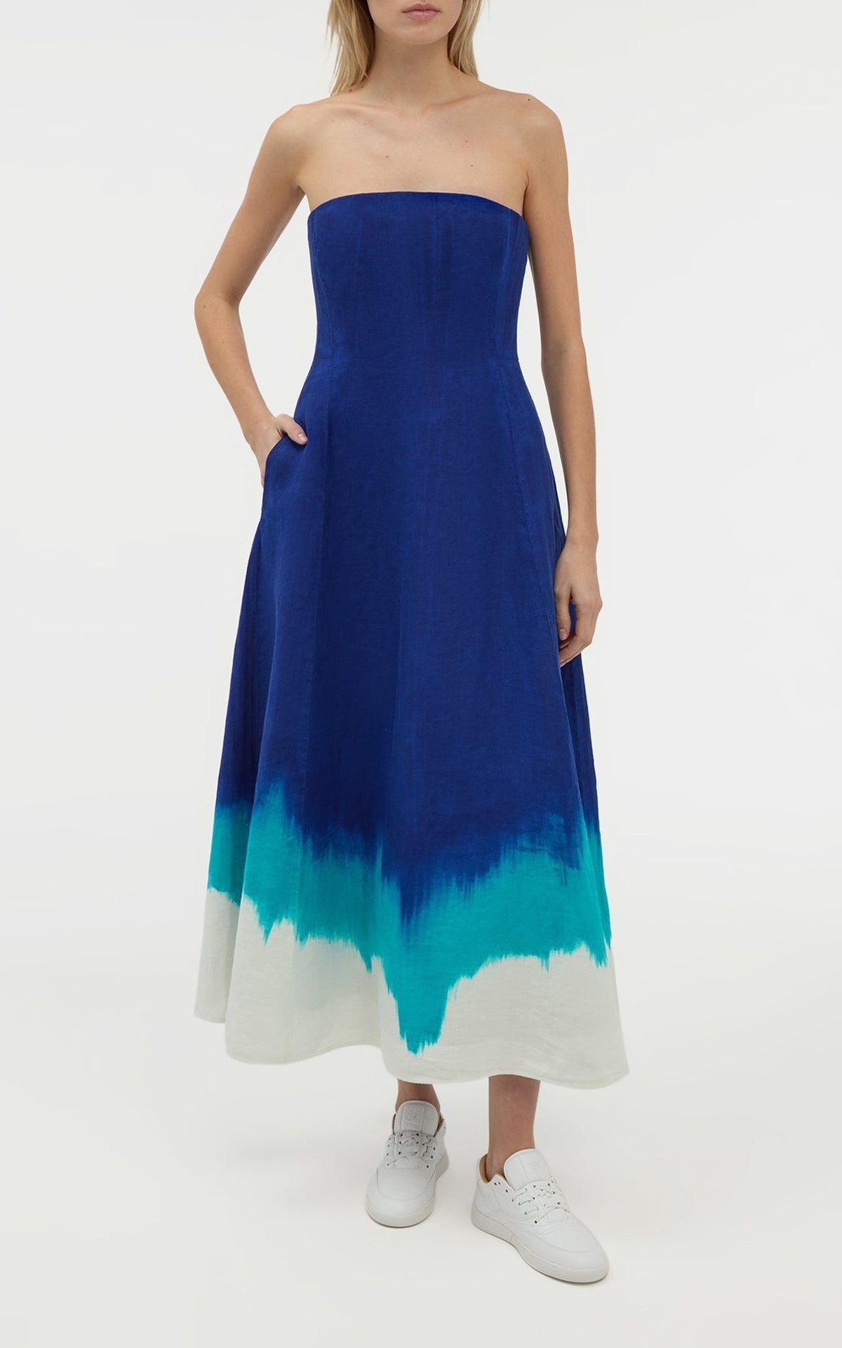 Cobalt Multi / Robe Alessia en lin - Cobalt Multi