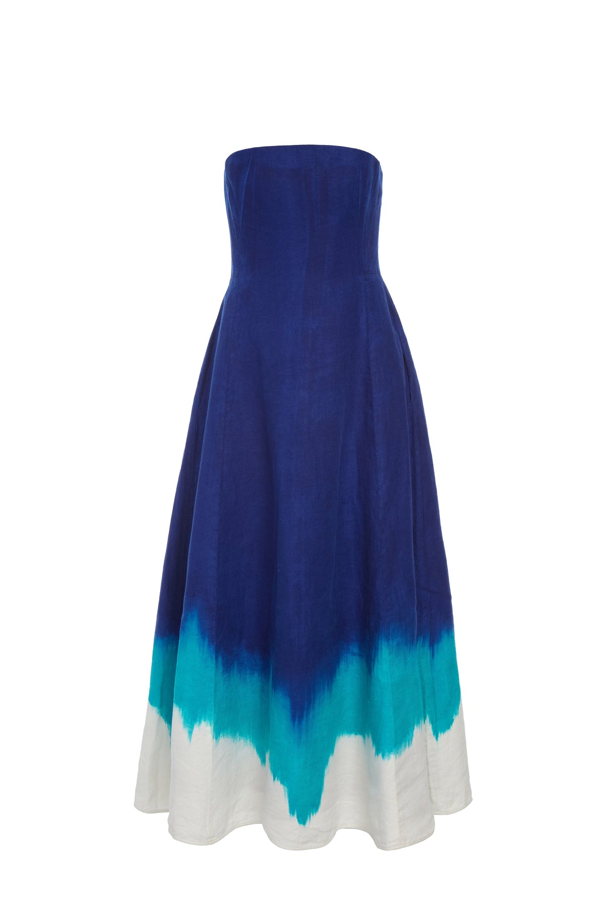 Alessia Dress en cobalt multicolore heavy lin sergé
