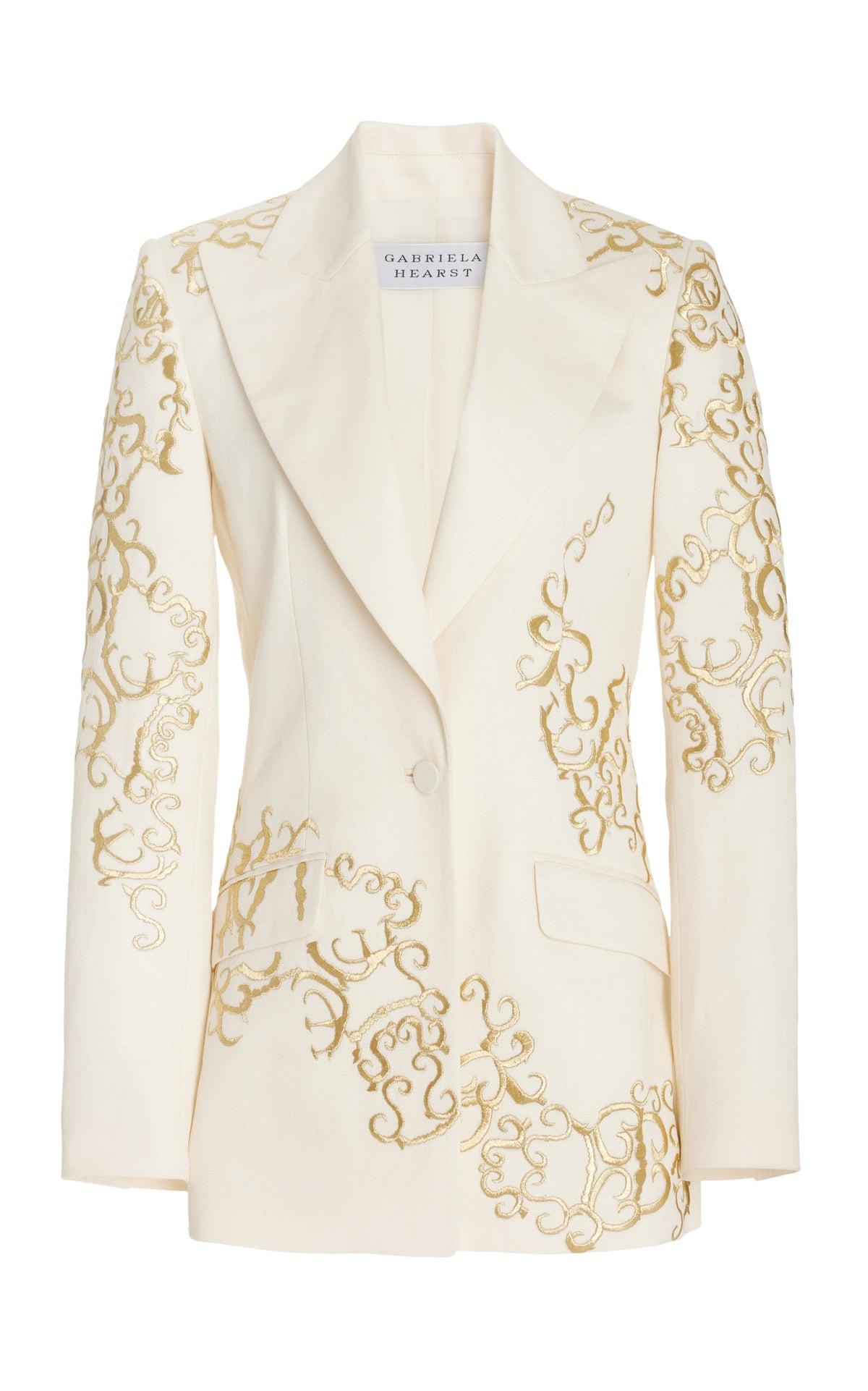 Leiva Blazer en ivoire barre laine drap de costume