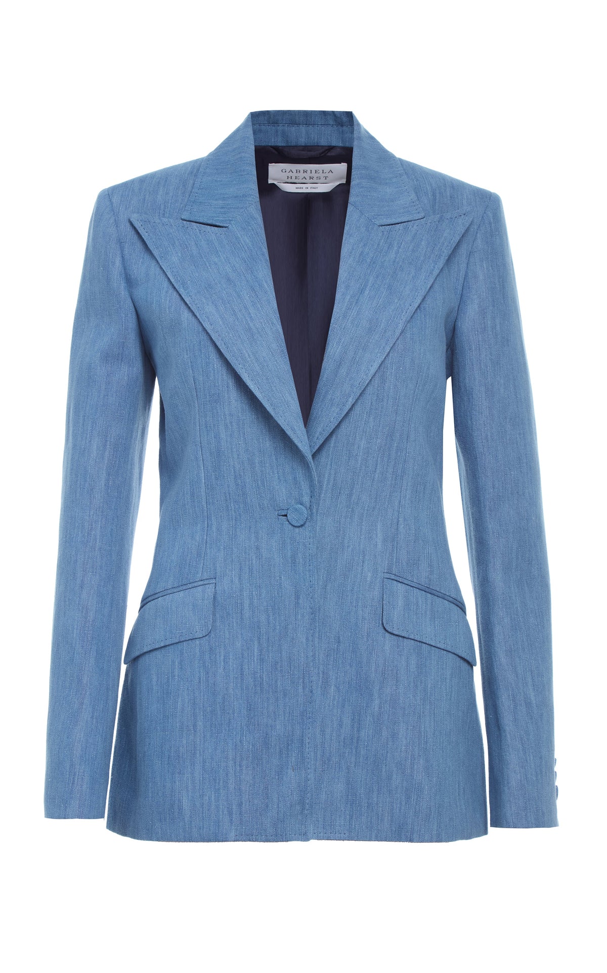 Leiva Blazer en bleu moyen coton lin denim