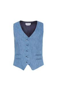 Coleridge cardigan in cotton and linen - Medium Blue