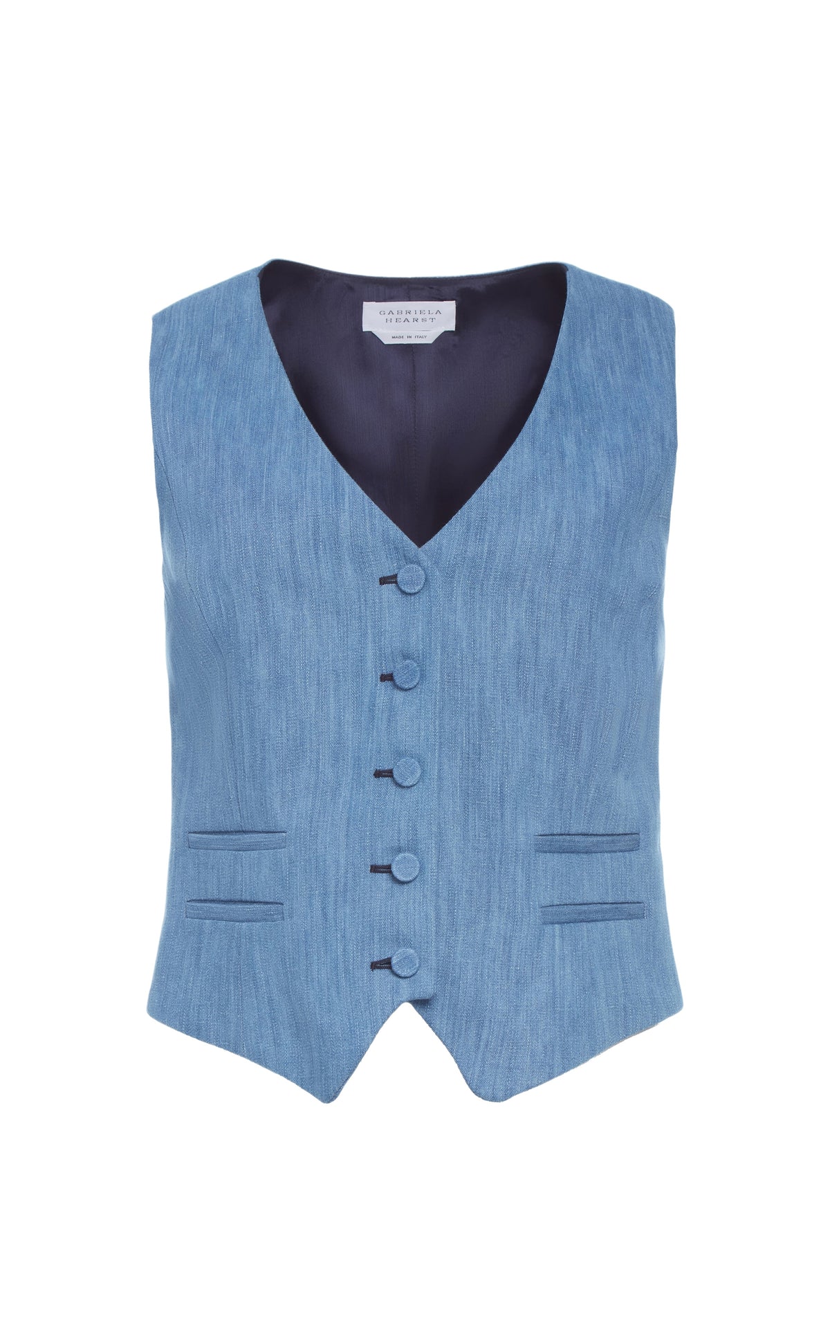 Medium Blue / Gilet Coleridge en coton et lin - Medium Blue