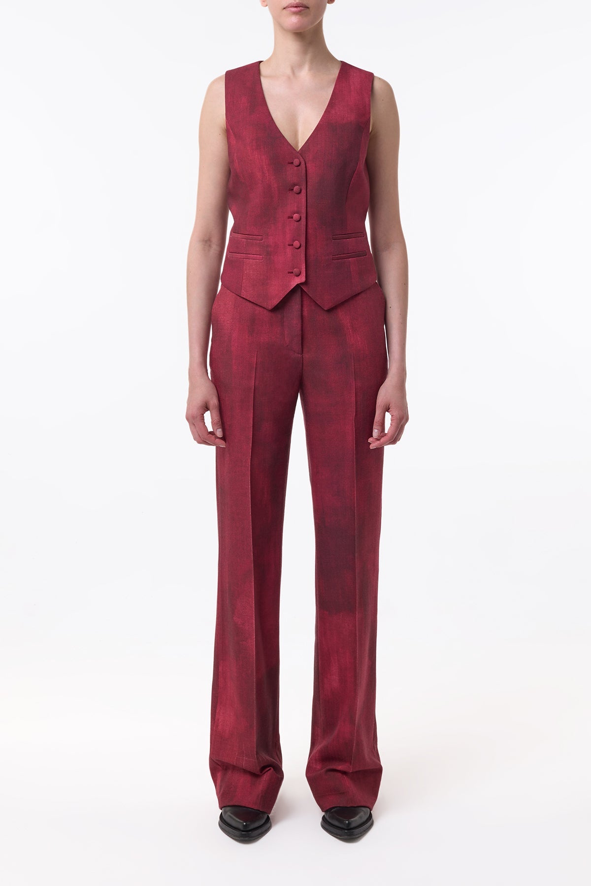 Coleridge Vest en bordeaux barre laine drap de costume