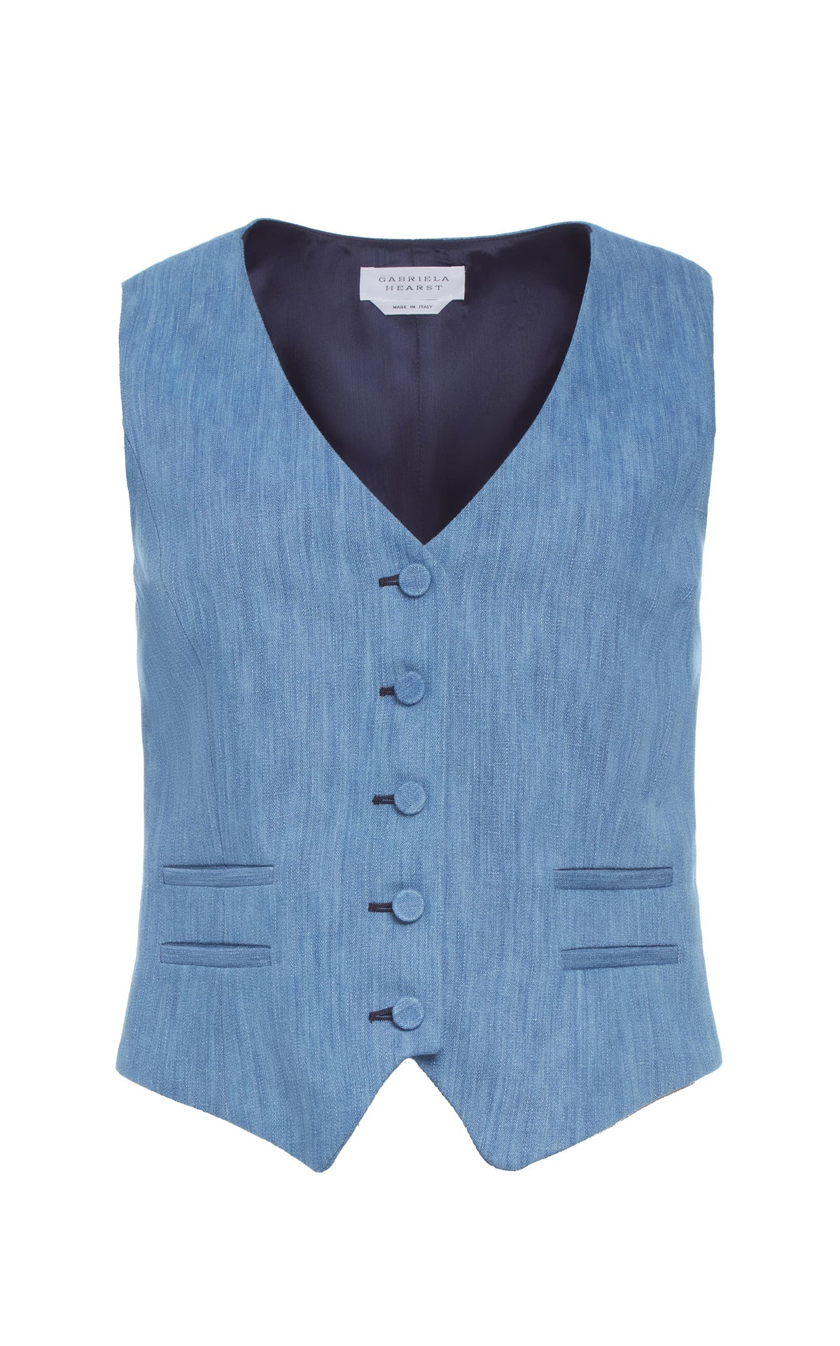 Medium Blue / Gilet Coleridge coton et lin - Medium Blue
