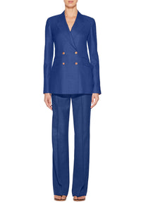 Angela Blazer en cobalt heavy lin sergé