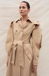 Benedict Coat en camel coton Sea Island sergé