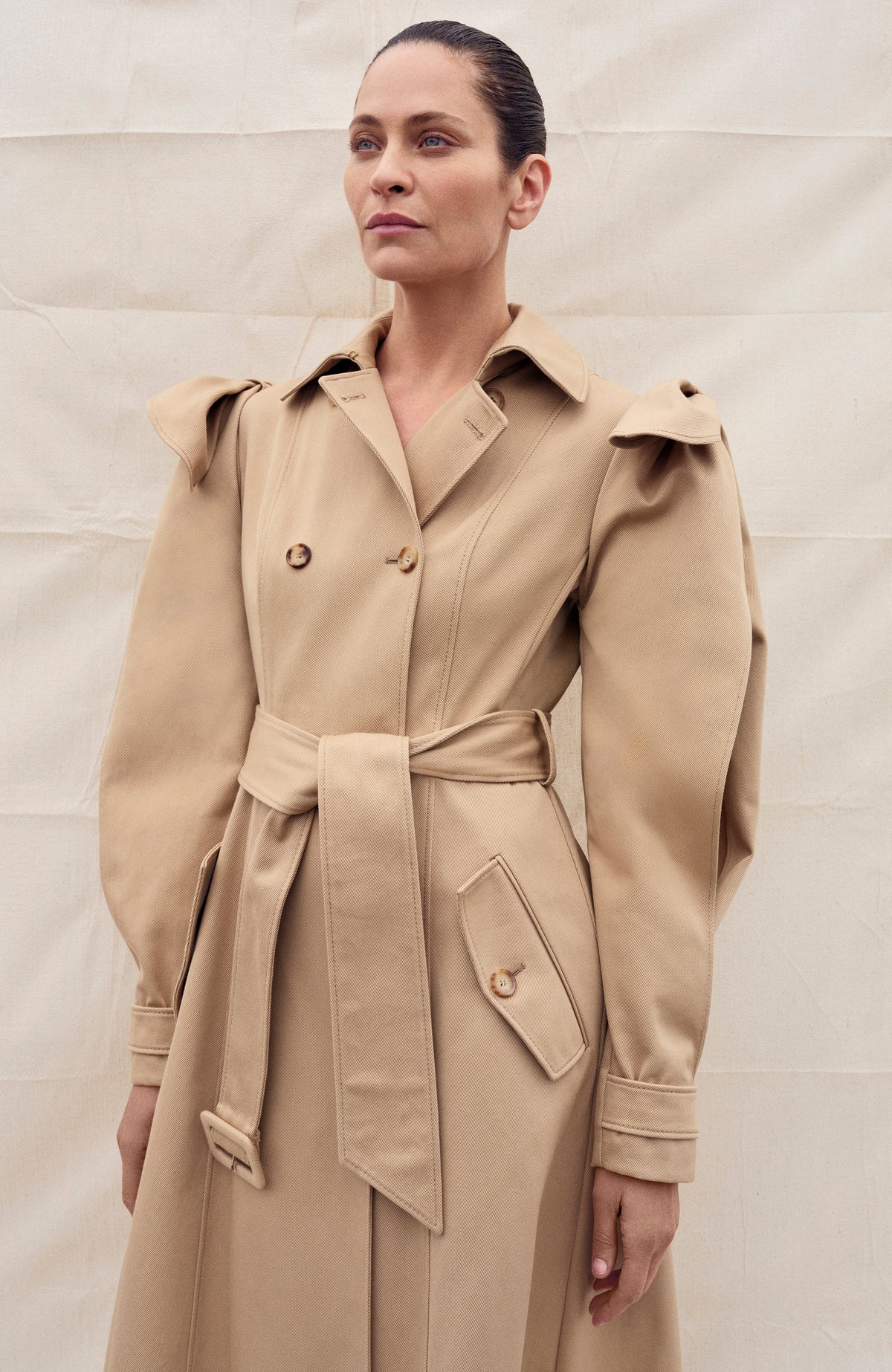 Benedict Coat en camel coton Sea Island sergé