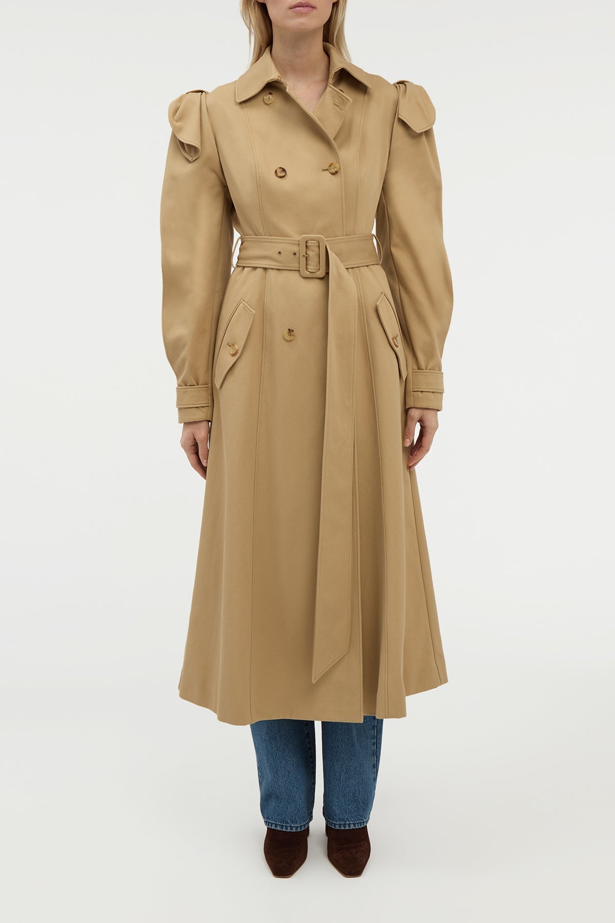 Benedict Coat en camel coton Sea Island sergé