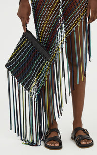 Black Multi / Sac Naila en cuir et soie - Black Multi