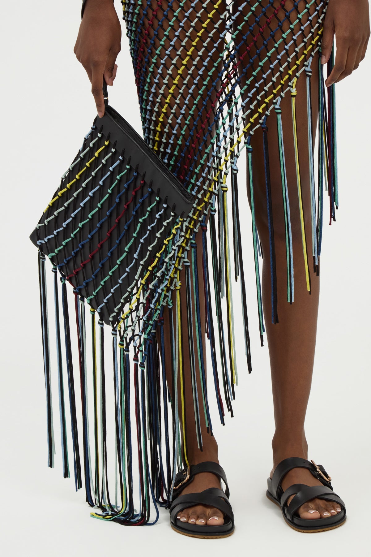 Naila Bag en noir multicolore soie tape fil