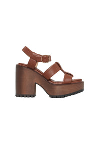 Cognac / Sandales à bride Hera 100 en cuir - Cognac