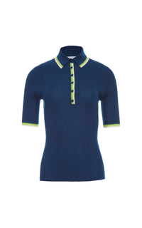 Perro cashmere and silk polo - Washed Denim