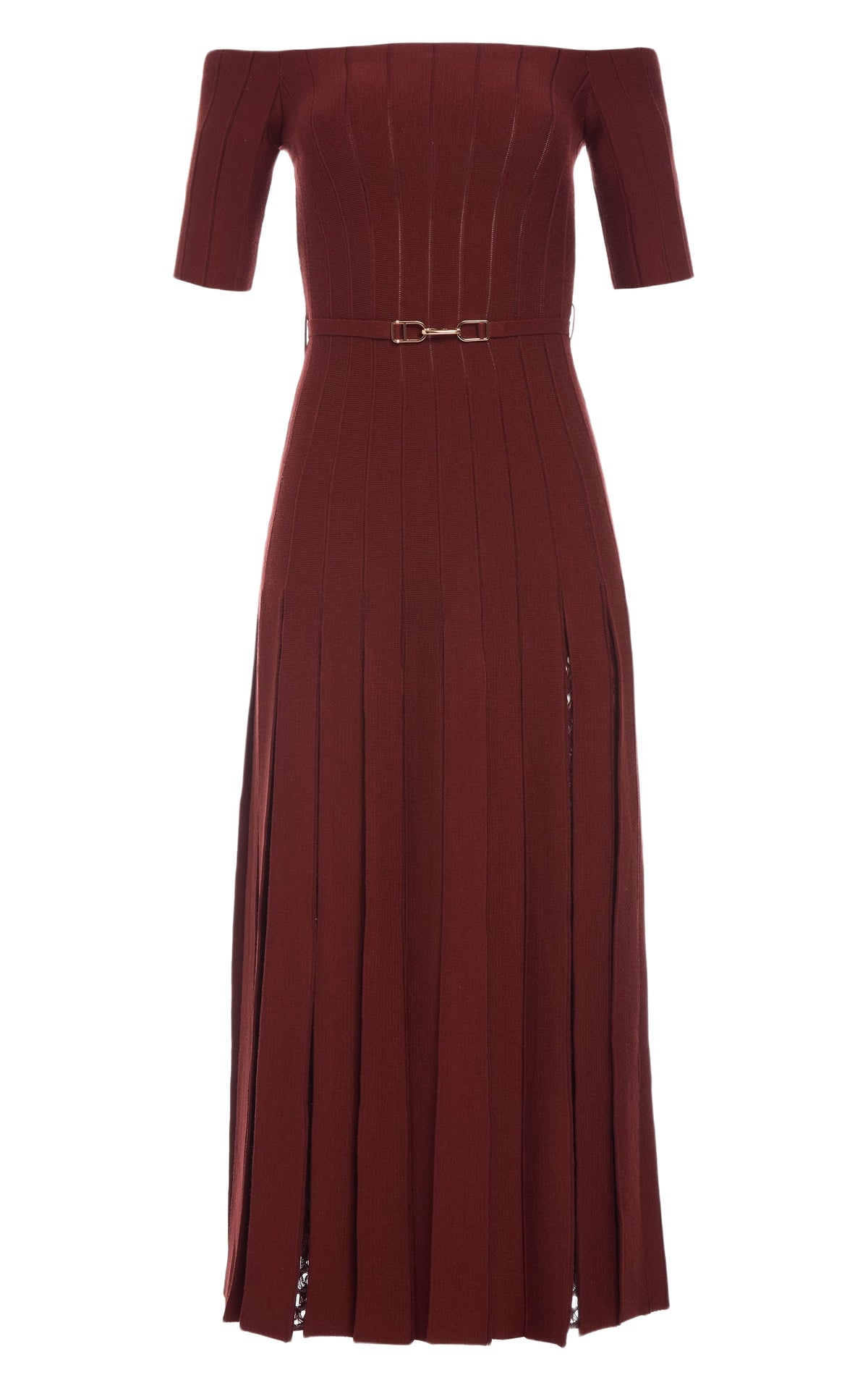 Burnt Sienna / Robe à épaule dénudée Kurt en laine - Burnt Sienna