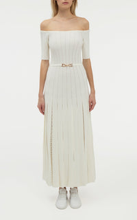 Ivory / Robe à épaule dénudée Kurt en laine - Ivory