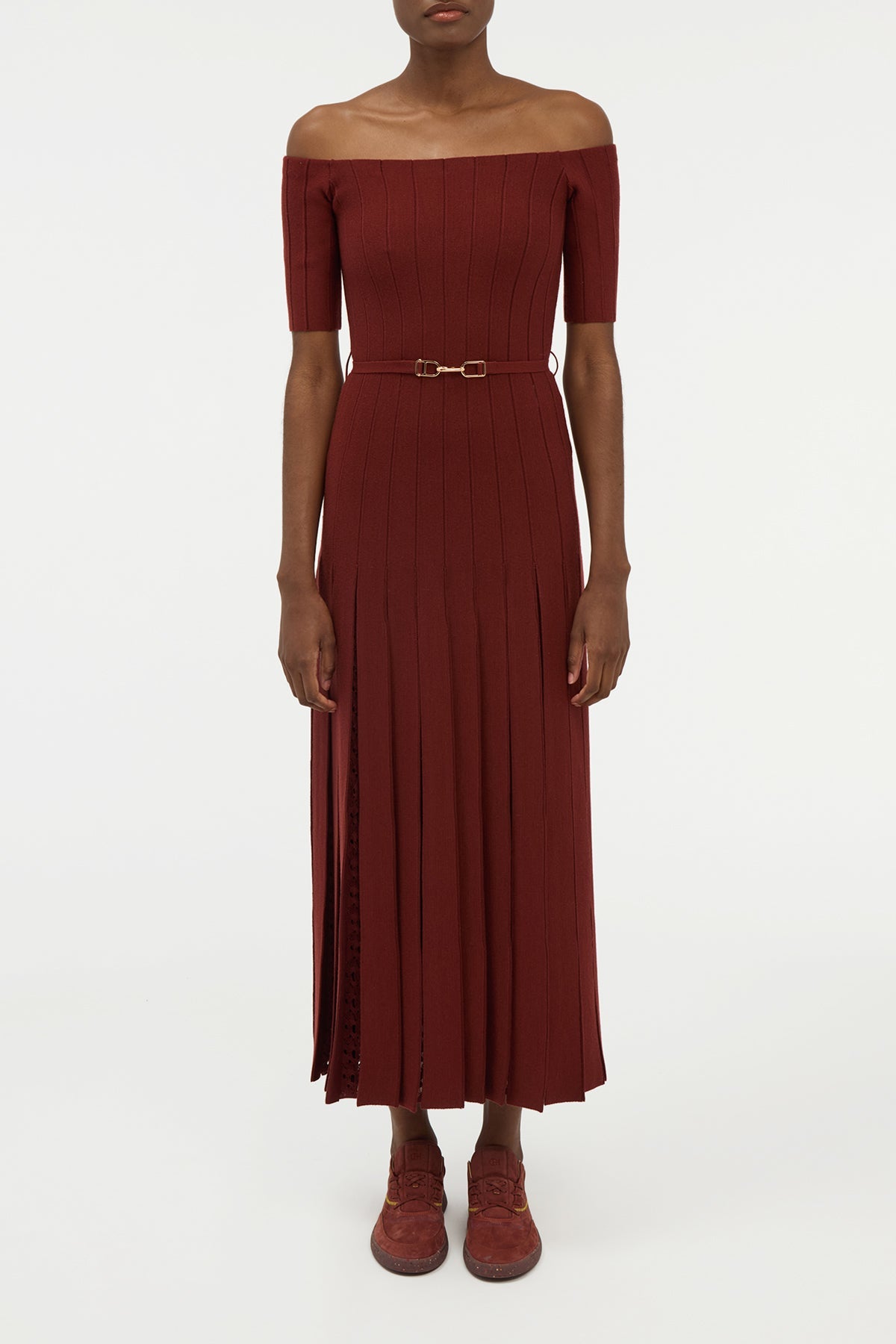 Kurt Dress en terre de sienne brûlée antilope mérinos fil