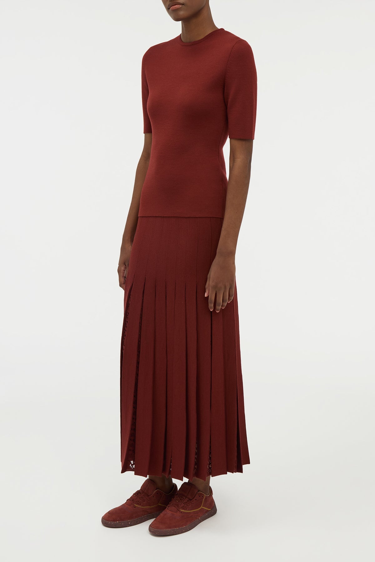 Debutante Skirt en terre de sienne brûlée antilope mérinos fil