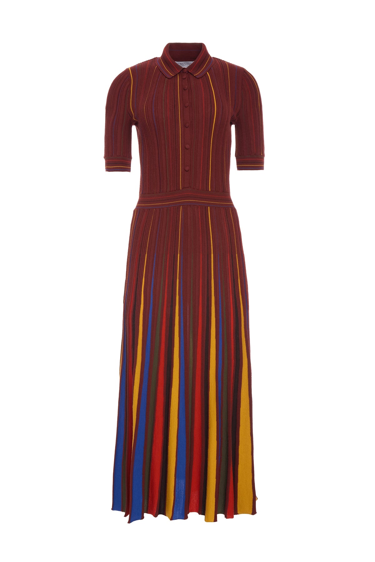 Calypso Pinstripes Dress en terre de sienne brûlée antilope mérinos fil