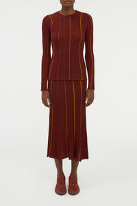 Celeano Skirt en terre de sienne brûlée antilope mérinos fil