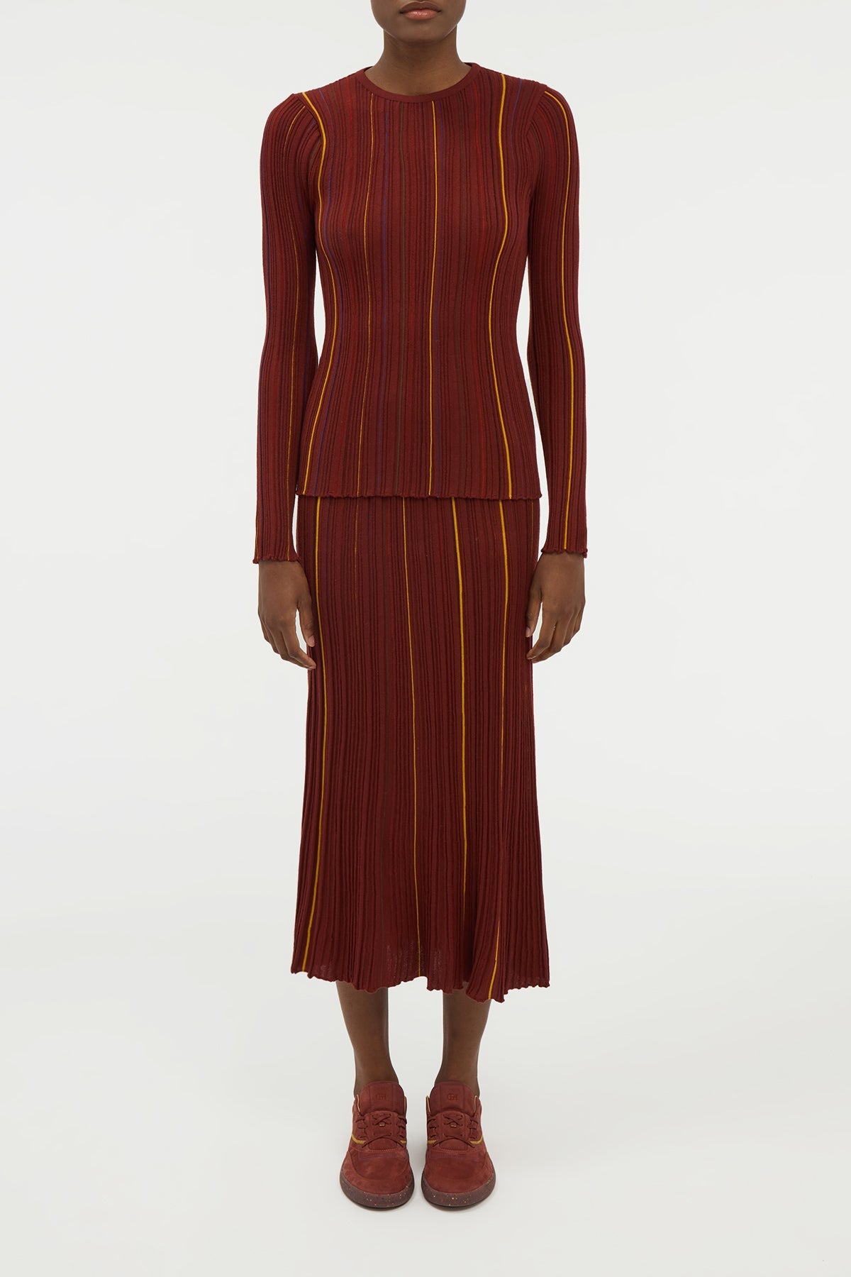 Celeano Skirt en terre de sienne brûlée antilope mérinos fil