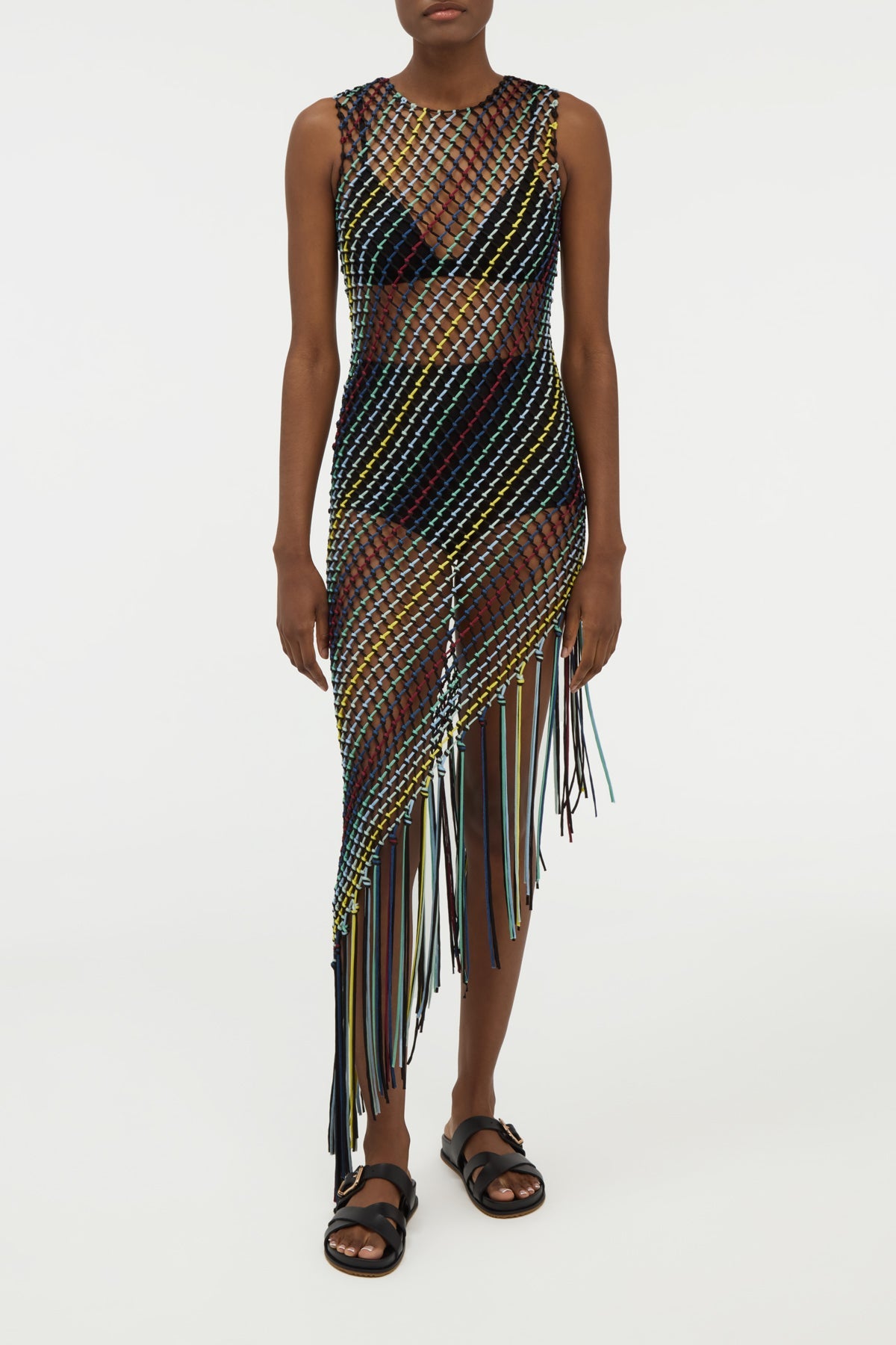 Nabia L Dress en noir multicolore soie tape fil