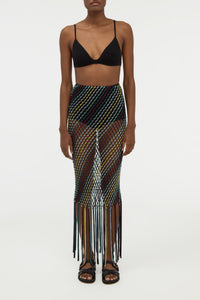 Zana Skirt en noir multicolore soie tape fil