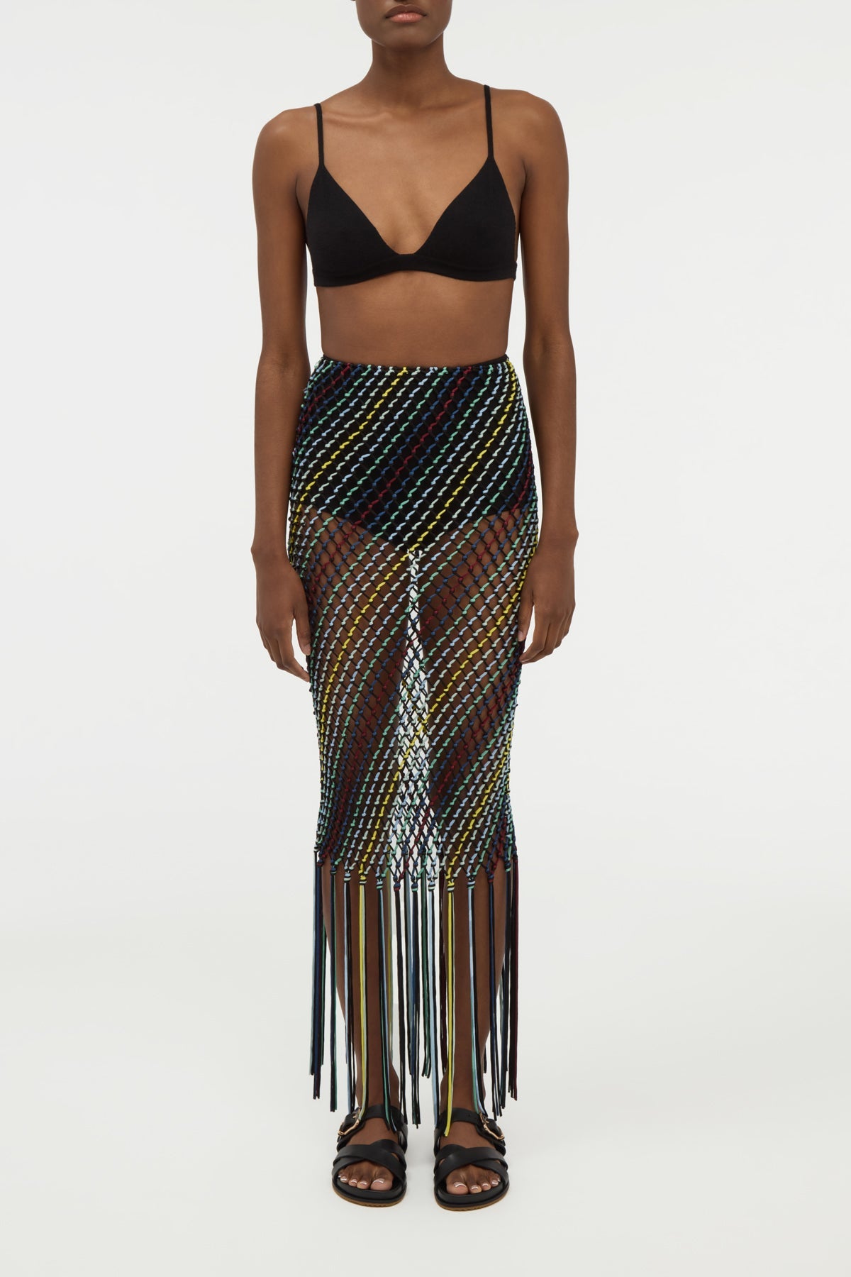 Zana Skirt en noir multicolore soie tape fil
