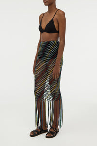 Zana Skirt en noir multicolore soie tape fil