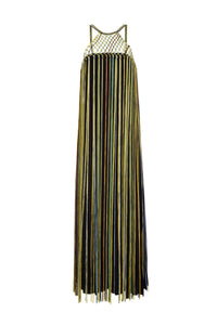 Tacia Dress en noir multicolore soie tape fil