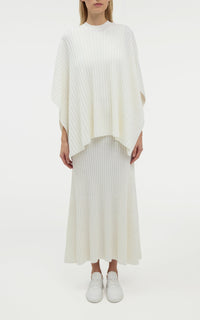 Ivory / Poncho Baron en cachemire et soie - Ivory