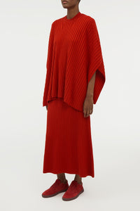 Baron Short Poncho en orange antilope wanaka mérinos cachemire