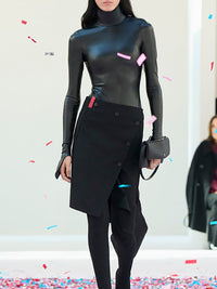 Diagonal-cut skirt in a wool blend - Black