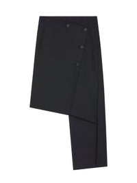 Jupe Oblique en laine mélangée - Black