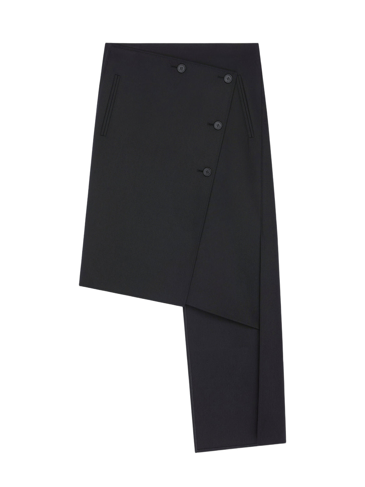 Jupe Oblique en laine mélangée - Black