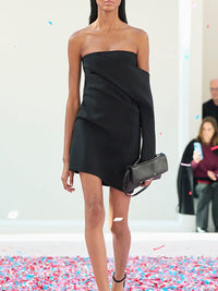 Robe bustier drapée en laine mélangée - Black