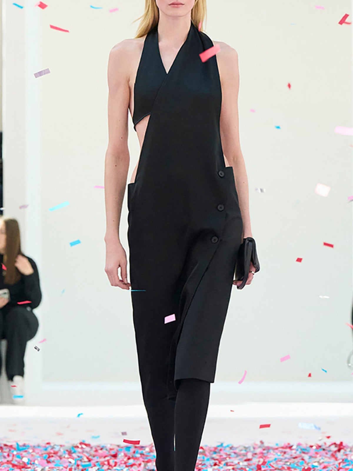 Robe drapée en satin - Black