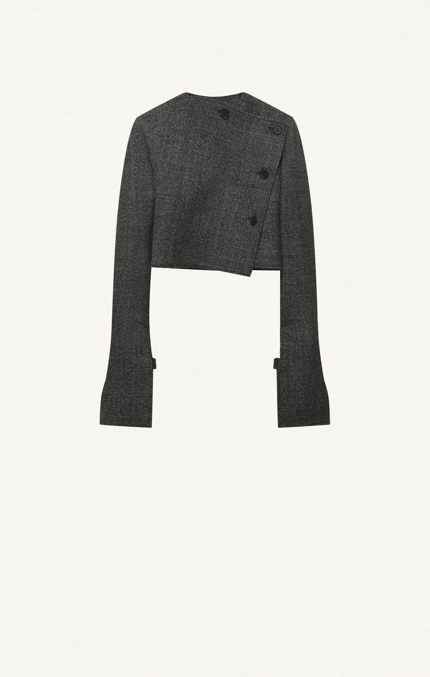 VESTE OBLIQUE EN LAINE CAVIAR